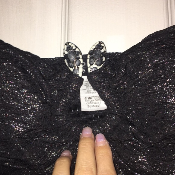 Strapless dress with sparkles and mesh sides - Picture 2 of 2